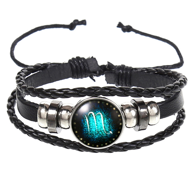 12 Constellations Vintage Leather Bracelet